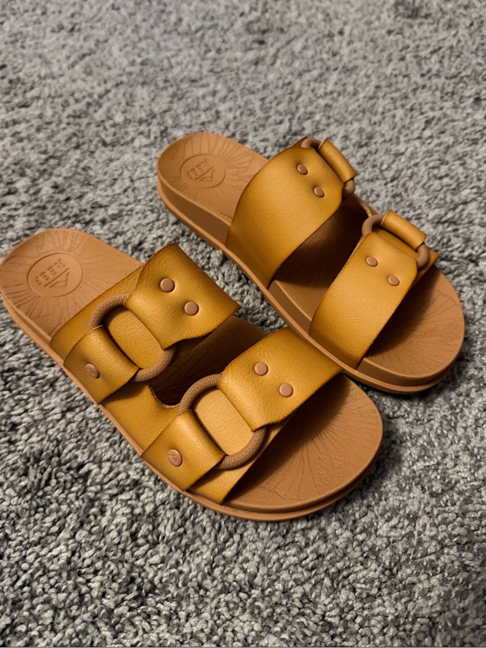 Reef Double-Buckle Slide Sandals in Tan